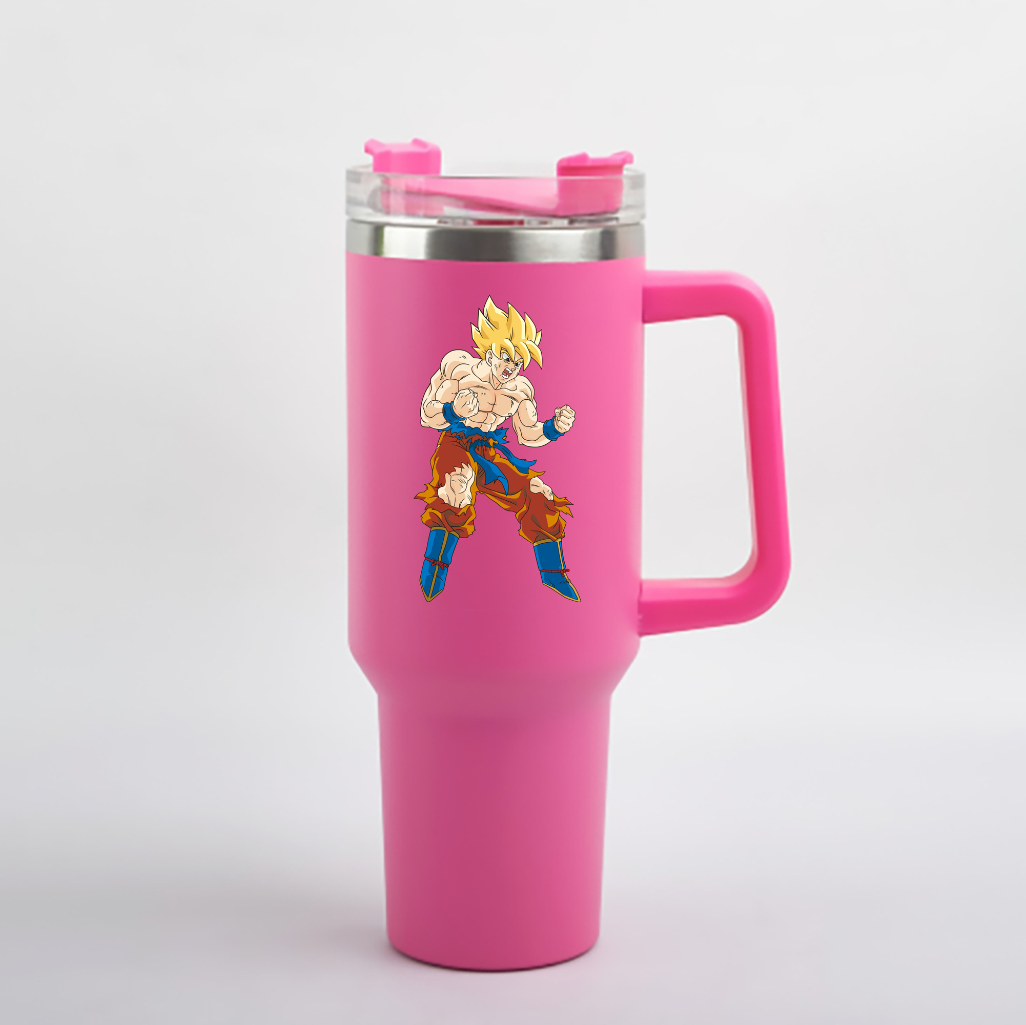 （画像用） ドラゴンボール 孫悟空（そん ごくう）Son Goku カカロット DRAGON BALL Kakarotto 1200mL車用タンブラー - クリスタルステッカー（プラスチックストロー付き）